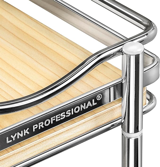 LYNK PROFESSIONAL® Élite™ Pull Out Spice Rack Organizer for Inside Kitchen Cabinets - 6" x 21" - Slide Out Drawer – Wood/Chrome Sliding Spice Organization for cabinet - Spice Racks - 2 Tier