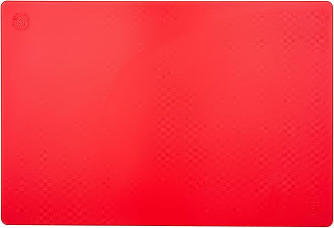 Thirteen Chefs Large Red Cutting Board - 18 x 12 Inch for Meat, Professional 1/2" Thick HDPE Plastic for Restaurants, Dishwasher Safe and NSF Stamped