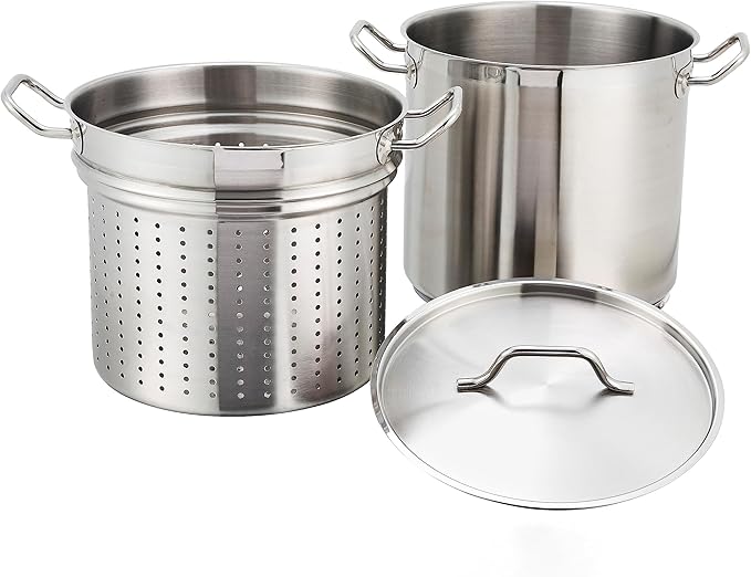 Winware Stainless 8 Quart Steamer/Pasta Cooker with Cover