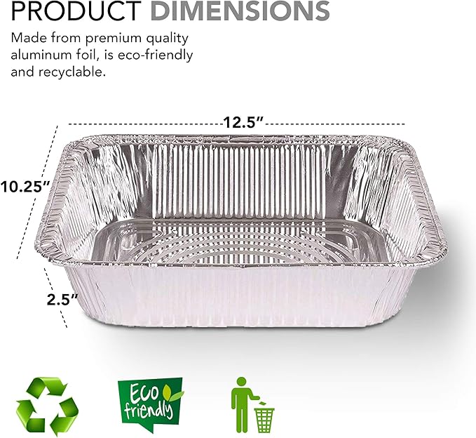 Stock Your Home Aluminum Pans 9x13 Disposable Foil Pans (Pack Of 10) - Half Size Steam Table Deep Aluminum Trays - Tin Foil Disposable Pans Great for Cooking, Heating, Storing, Prepping Food