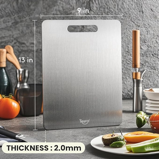 2 Pack Titanium Cutting Board -100% Pure Titanium Cutting Boards For Kitche,Easy to clean, Double-sided food-grade Cutting Board For Meats, Fruits And Vegetables (13 * 9)