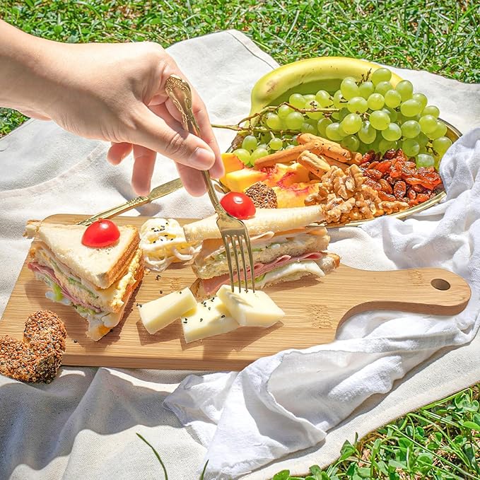 30 Pcs Cutting Boards with Handle 11" x 5" Wood Chopping Board Bulk Charcuterie Wooden Boards Laser Engraving Serving Tray Bulk for DIY Christmas Wedding Housewarming Gift Cooking Decor (Bamboo)