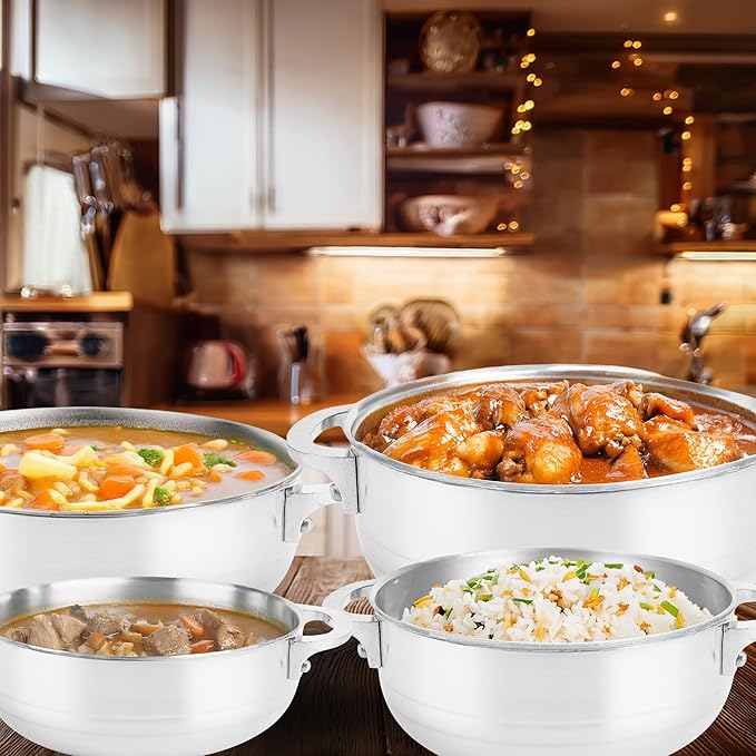 Alpine Cuisine Premium 8-Piece Nonstick Aluminum Caldero Set with Glass Lids Versatile Pots for Stews, Rice & Soups in 2,3.5,7,13 Quart Sizes