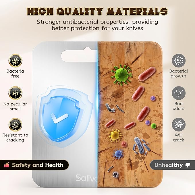 Saliva Titanium Cutting Boards for Kitchen, Cutting Board Double Sided Food Grade, Dishwasher Safe, No Blunt Knife, Chopping Boards with Handle for Meat, Fruit & Vegetable (12x9in)