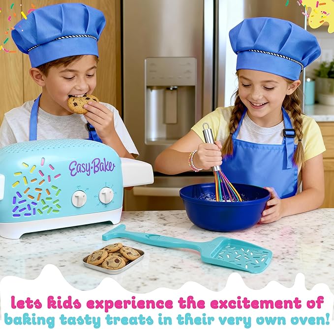 Ultimate Easy Baking Oven Bundle For Kids With 20 Items - Oven, 2 Refill Mixes, Apron, Hat, 2 Bowls, Spatula, Whisk, 9 Stickers, Baking Pan & Tool (Brave Blue Bundle)