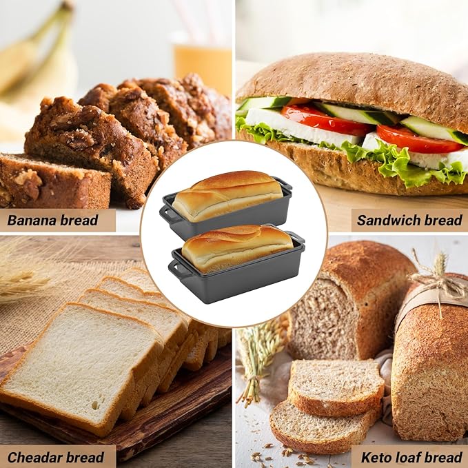 9×5 Inch Cast Iron Loaf Pan with Lid | Bread Baking Pan | Even Heat Distribution for Homemade Bread, Cake, and Meatloaf | 2 Piece Set