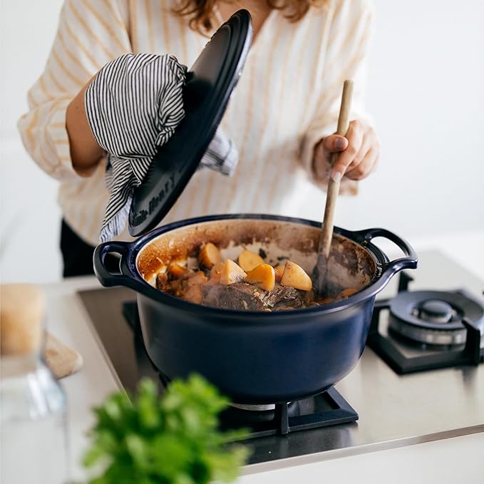 Emile Henry Made in France SUBLIME Ceramic 7.5 qt. Round Dutch Oven, Indigo