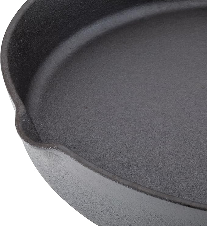 Rachael Ray NITRO Cast Iron Frying Pan/Skillet with Helper Handle and Pour Spouts, 12 Inch, Gray