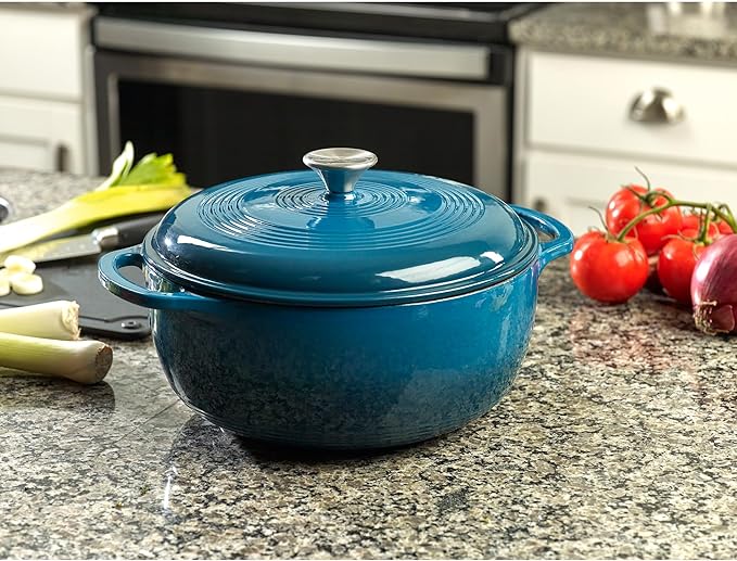 Mercer Culinary Enameled Cast Iron Round Dutch Oven, 6 qt., Turquoise