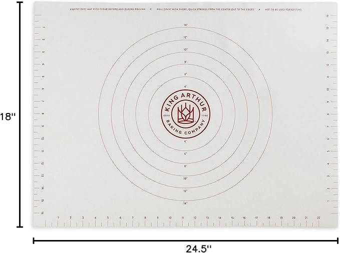 King Arthur Baking Company Rolling Mat, Non-Slip Non-Stick Silicone Baking Mat, For Kneading, Rolling, And Measuring Dough