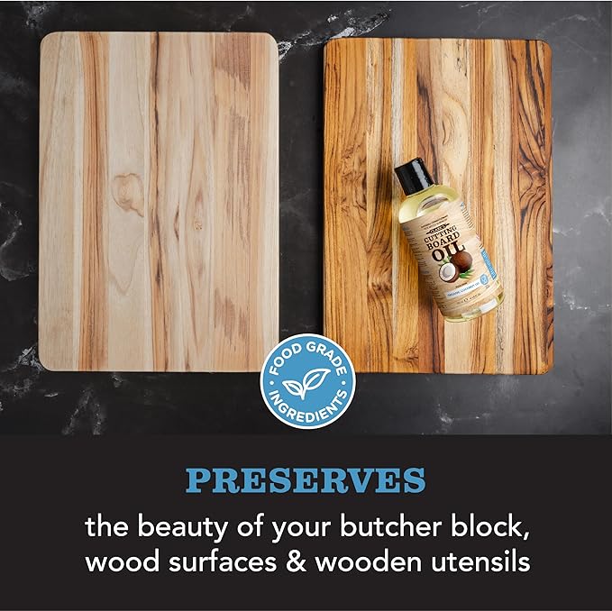 CLARK'S Cutting Board Care Kit with Coconut Oil - Includes Wax, Soap, Scrub Brush, Buffing Pad, and Applicator - for Kitchen Countertops, Butcher Blocks, Wooden Bowls and Utensils - Food Safe