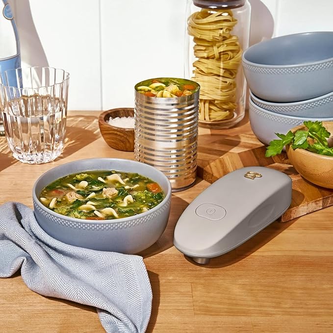 Beautiful Automatic Battery Powered Electric Can Opener- Hands Free Smooth Edge for Seniors with Arthritis - One Touch Auto Can Opener with Magnetic Lid Lift (Porcini-Taupe)