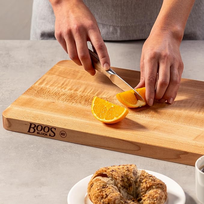 John Boos Chop-N-Slice Series Rectangular Maple Cutting Board, 16" x 10" x 1", 4.5 lb – Reversible Edge-Grain Butcher Block, Made in the USA