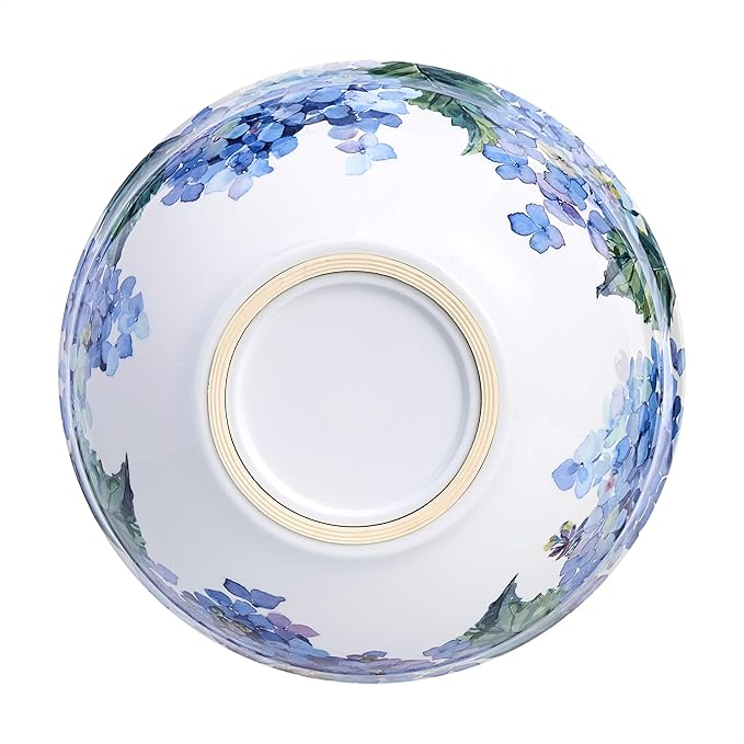 Amazon Basics Nesting Melamine Mixing Bowls with Lids and Non-Slip Base, 5 Sizes, Dishwasher Safe, BPA Free, Space Saving, Hydrangea Floral, Set of 10