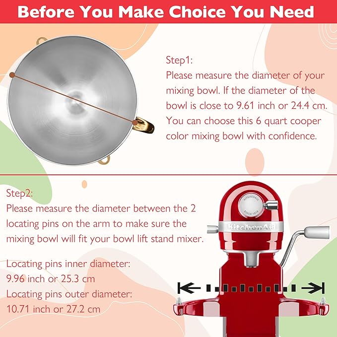 18/8 Stainless Steel 6 Quart Mixing Bowl for Kitchen Aid Professional Bowl Lift Stand Mixer, Heavy Duty Extra Mixer Bowl fits KP26, KB26, Dishwasher Safe, Ergonomic Handle, Silicone Scraper