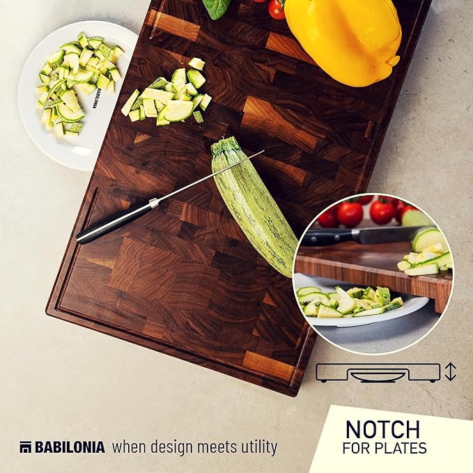 American Black Walnut Cutting Board - 19.7" L x 12.2" W (ExtraThick 1.7") Premium Quality & Professional Butcher Block. Heavy Duty End Grain Wood Chopping Board (Oil & Plate Included)