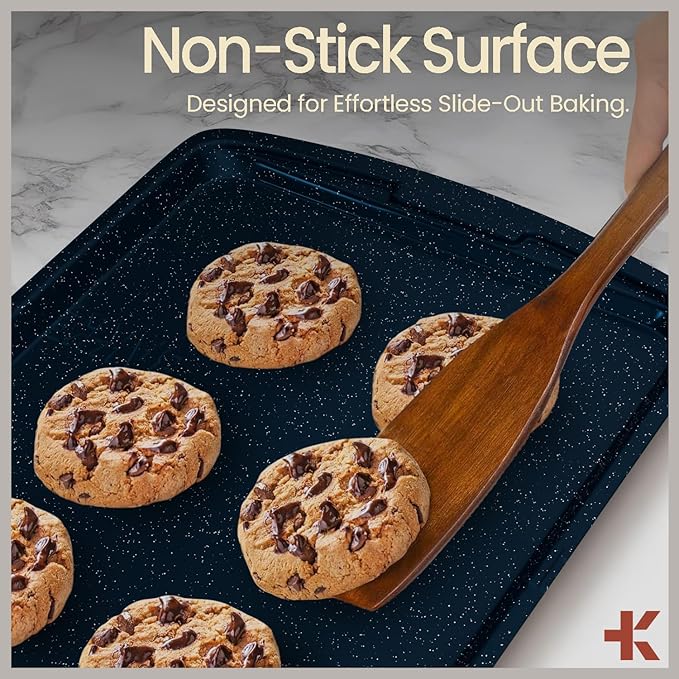 Blue Marble 10-Piece Bakeware Sets, Nonstick Carbon Steel Baking Sheet & Pans, Stackable Space-Saving Bakeware, Dishwasher Safe, Stain-resistant, PFOAPFOSPTFE Free, Oven Safe Up To 450°F (230°C)