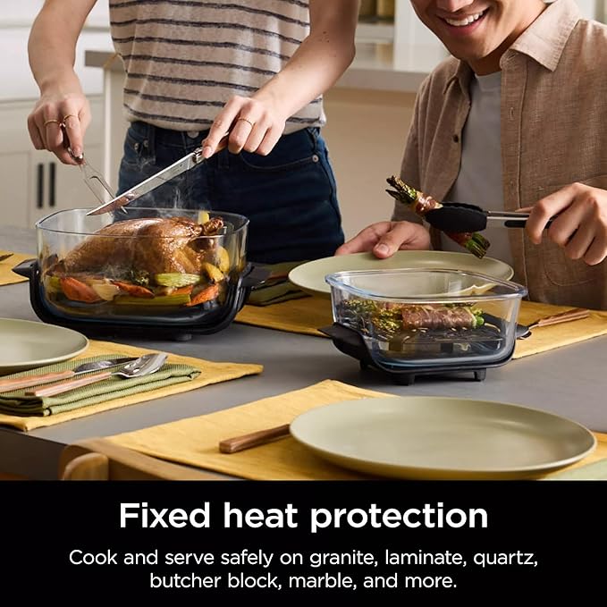 Ninja Crispi 5-in-1 Portable Glass Air Fryer Cooking System, 1500W, 6-Cup, 4-Quart & 2.5-Quart TempWare Containers With Lids, Microwave, Freezer & Dishwasher Safe, Blue, FN103CO (Renewed)