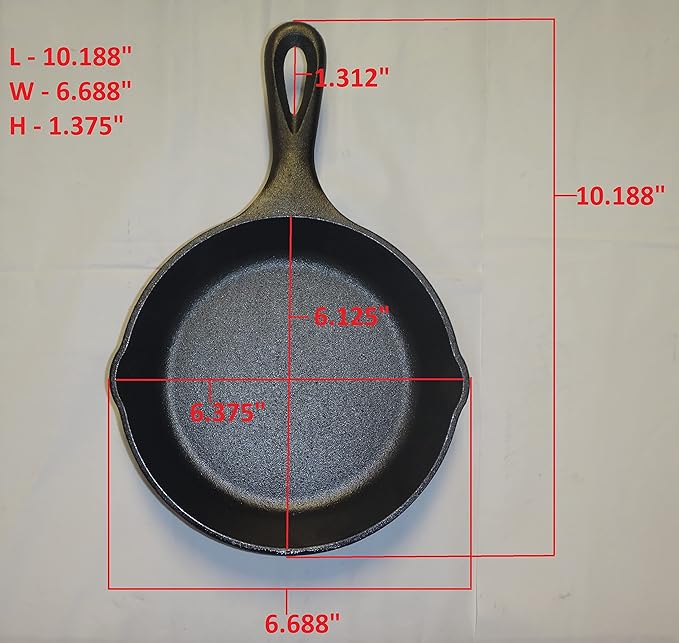 Lodge Seasoned Cast Iron Skillet - PFAS-Free, Non-Toxic Cookware - Use with an Oven, Stove, Grill, or Campfire - Naturally Non-Stick & Oven Safe - 6.5 Inches