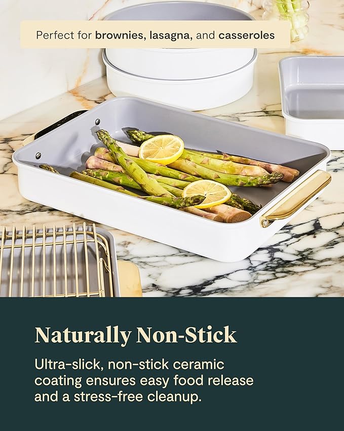 Caraway Nonstick Rectangle Baking Pan Set – 2x 9" x 6.5" & 1x 9" x 13" - Non-Toxic, PTFE & PFOA Free – Aluminized Steel Core – Deep Ceramic Baking Pan for Casseroles, Lasagna & More - Navy