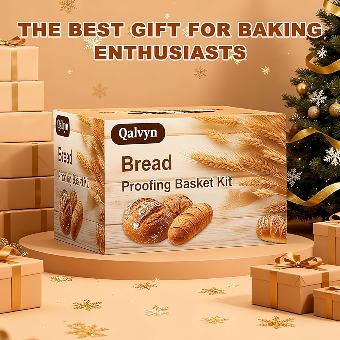 Sourdough Starter Kit,Sourdough Bread Baking Supplies, 9" Round and 10" Oval Banneton Bread Proofing Basket Set with Glass Sourdough Starter Jar, Sourdough Bread Making Tools Kit Gifts for Women Mom
