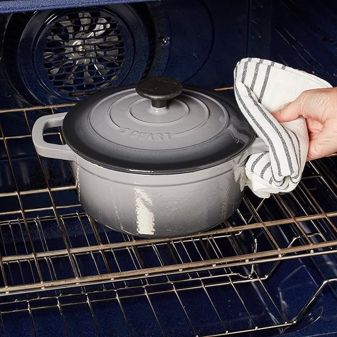 Smith & Clark 3-Quart Enameled Cast Iron Dutch Oven Pot with Lid, Gray