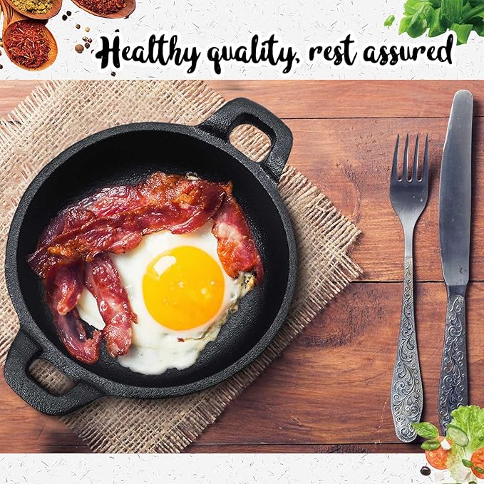 20 Pack Mini Cast Iron Skillets 5 x 5 x 1.3 Inch Cast Iron Pan Small Ramekin Set Black Casserole Dish Cookware Oven Safe Mini Skillets for Kitchen Indoor Outdoor Picnic