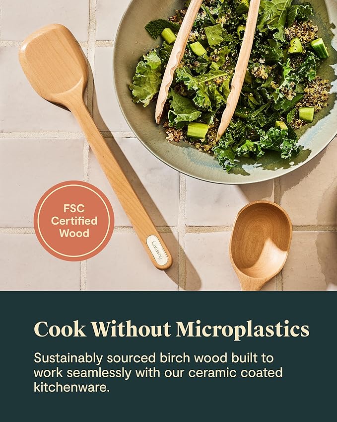 Caraway 14-Piece Kitchen Prep Set - Kitchen Knife Set & Wooden Utensil Set - Made With Premium German Steel Blades & FSC-Certified Birch Wood - Non-Toxic Materials - Includes Organizer - Navy