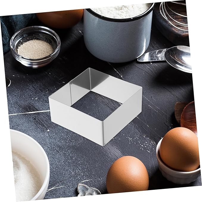 BESTonZON Square Mousse Cake Ring Stainless Steel Mousse Cutter for Baking Pastry and Desserts Non-stick Kitchen Tool for Diy Cooking Silver