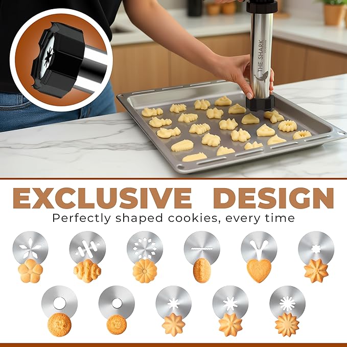 Churro Maker Machine & Spritz Cookie Press Gun Kit – 304 Stainless Steel, Easy to Clean & Large Capacity – Make Authentic Churros & Cookies at Home – Ideal Baking Tool for Families, Chefs & Beginners