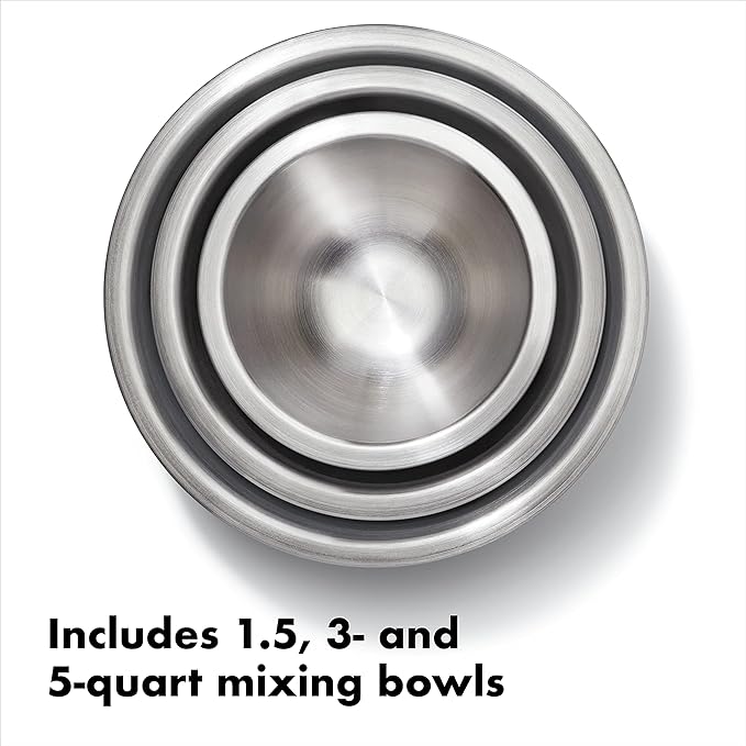 OXO Good Grips 3-Piece Stainless-Steel Mixing Bowl Set