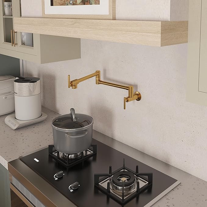Pot Filler Faucet Gold Commercial Wall Mount Stove Faucet Wall Mount Kitchen Sink Pot Filler Facuet