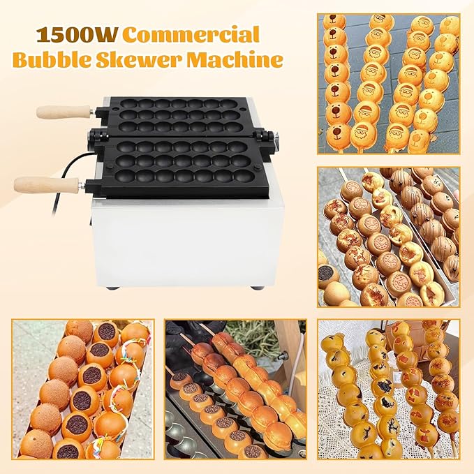 Commercial Bubble Waffle Maker, 1500W Electric Waffle Bites Ball Machine, Mini Nonstick Pancakes Muffins Baking Machine, Popular Snack Equipment For Bakeries, Restaurants