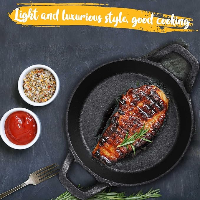 Mini Cast Iron Skillets 6.3 x 6.3 x 1.5 Inch Cast Iron Pan Small Ramekin Set Black Casserole Dish Cookware Oven Safe Mini Skillets for Kitchen Indoor Outdoor Picnic (4 Pack)