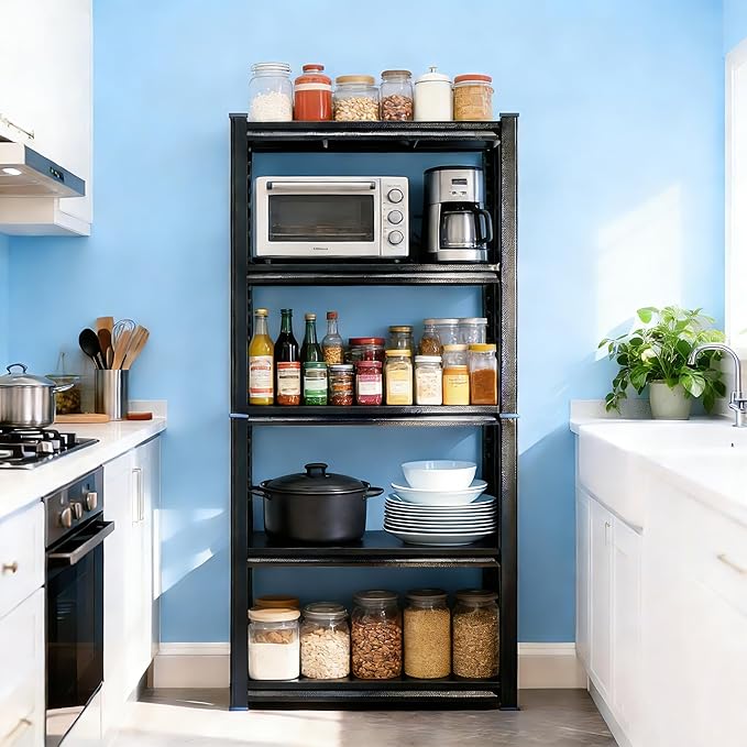 Kitchen Shelves Pantry Organizers and Storage, Adjustable Metal Shelving Unit, Kitchen Essentials Microwave Stand, Corner Shelf, Home Organization (31.5" W × 13.8" D × 71.2" H, 5)