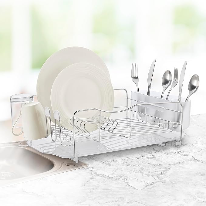 Polder Advantage 3-Piece Stainless Steel Dish Rack, Kitchen Organization and Storage, Dish Drying Rack for Kitchen Counter, 20.3" x 13.8" x 6.3"