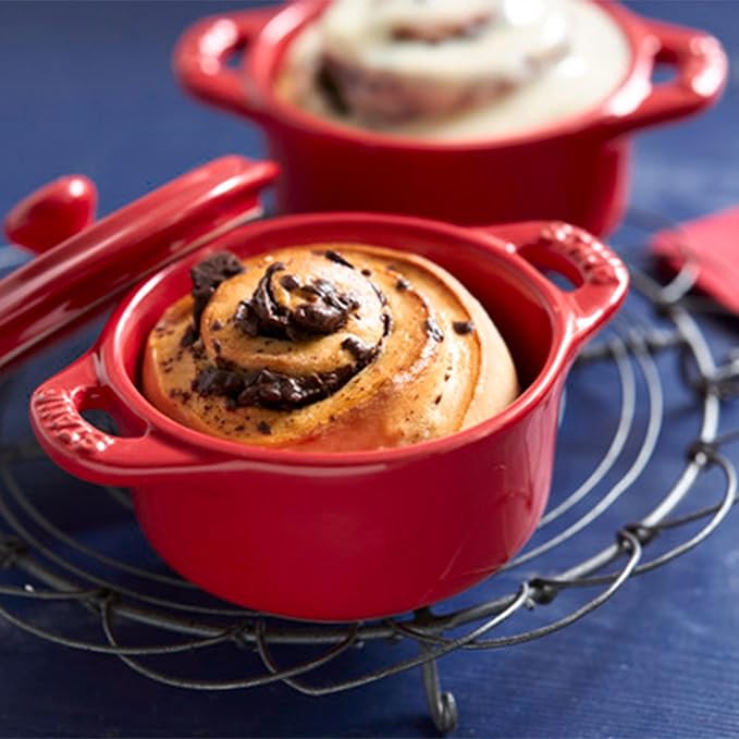 STAUB Ceramic Dutch Oven 3-piece Mini Round Cocotte, Cherry