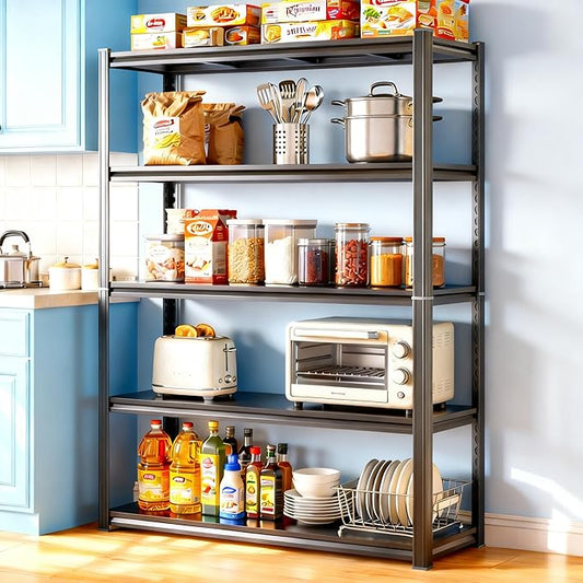 Kitchen Shelves Pantry Organizers and Storage, Adjustable Metal Shelving Unit, Kitchen Essentials Microwave Stand, Corner Shelf, Home Organization (39.4" W × 13.8" D × 71.2" H, 5)
