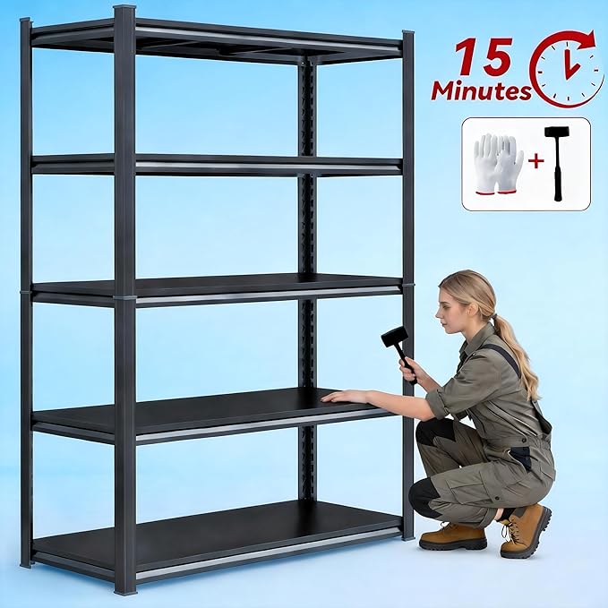 Kitchen Shelves Pantry Organizers and Storage, Adjustable Metal Shelving Unit, Kitchen Essentials Microwave Stand, Corner Shelf, Home Organization (39.4" W × 15.7" D × 71.2" H, 5)