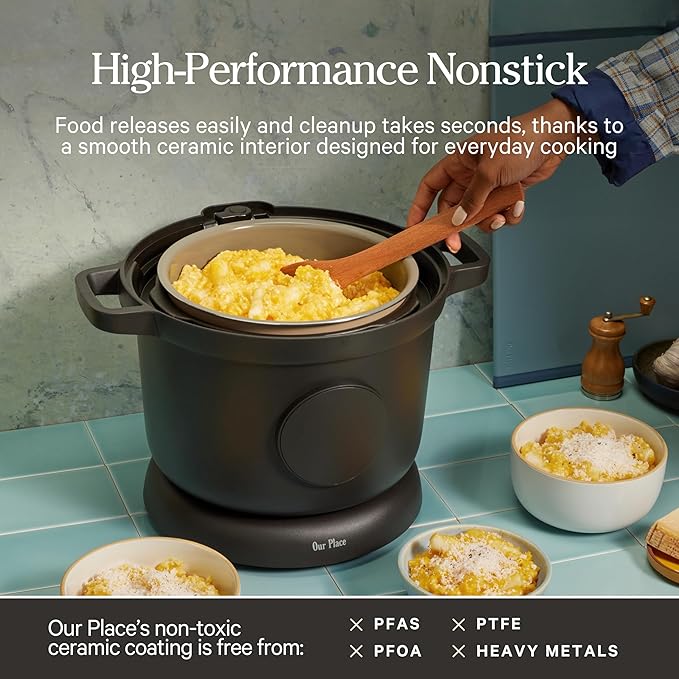 Our Place Dream Cooker | 6 Qt Ceramic Nonstick Multicooker & Pressure Cooker with Touchscreen Controls & Auto Steam Release | 4 Modes: Pressure Cook, Sauté/Sear, Slow Cook & Warm | Spice