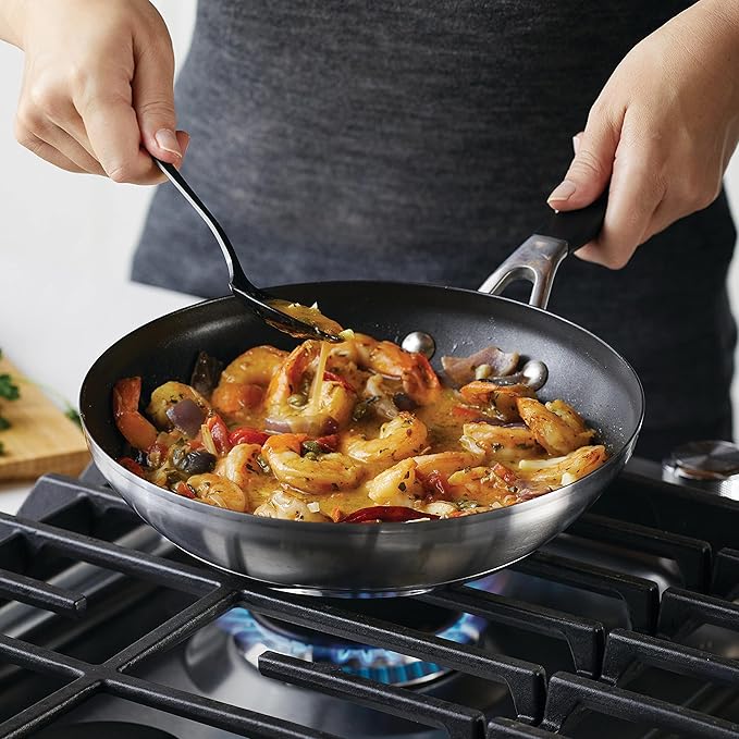 KitchenAid Stainless Steel Nonstick Frying Pans/Skillet Set, 9.5 Inch and 12 Inch - Brushed Stainless Steel