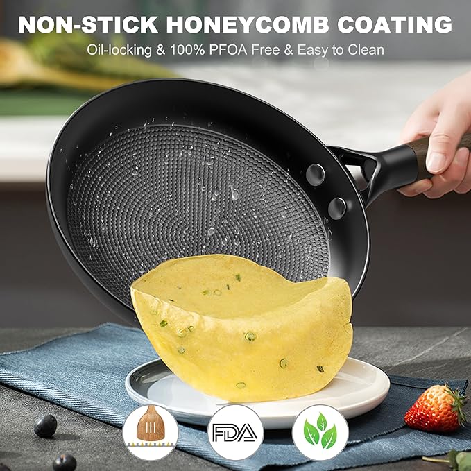 10" Cast Iron Skillets, Nonstick Frying Pans with Detachable Handle, Oven & Dishwasher Safe, Works with All Gas, Electric and Induction Stoves for Men and Women