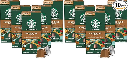 Starbucks by Nespresso Original Line,House Blend,Medium Roast Coffee,10-Count Espresso Pods (Pack of 10)