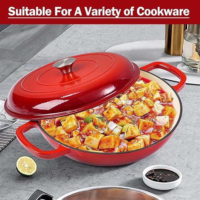 Vivicreate 3.5 Quart Enamel Cast Iron Dutch Oven Pot with Lid – Enameled Cookware for Baking, Roasting, and Braising – Durable Cast Iron Pot for Stove Top and Oven Use