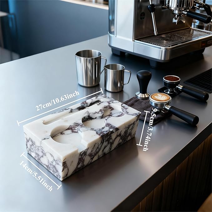 Coffee Press Pad Natural Marble Holder Espresso Coffee Machine Handle Organiser Plate Powder Hammer Storage Stand Tamper Mat Barista Tool Home Kitchen Coffee Shop Station (cofe pro)