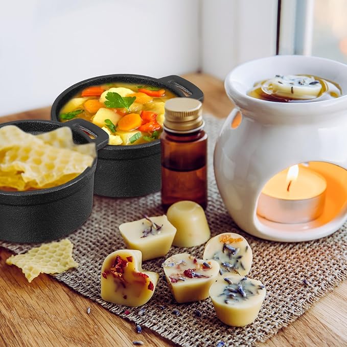 4 Pcs Mini Dutch Oven Small Round Iron Cocotte Black Dutch Oven Pot with Lid and Dual Handles Cast Iron Pot for Stovetop Use Marinate Cook Bake Refrigerate Garlic, Individual Servings(20 oz)