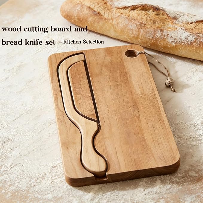 Sourdough Bow Knife And Board, Bread Board And Knife Set, Solid Wood, For Homemade Bread, Bagels, Toast, Kitchen & Home Baking Tool