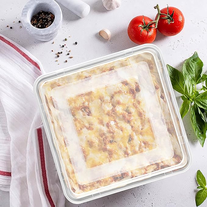 Herogo Baking Pan with Lid, 9''x 9'' Stainless Steel Nonstick Square Deep Cake Pan, Rectangle Cakes Bakeware for Brownies Casseroles, Non Toxic & Dishwasher Safe, Set of 4