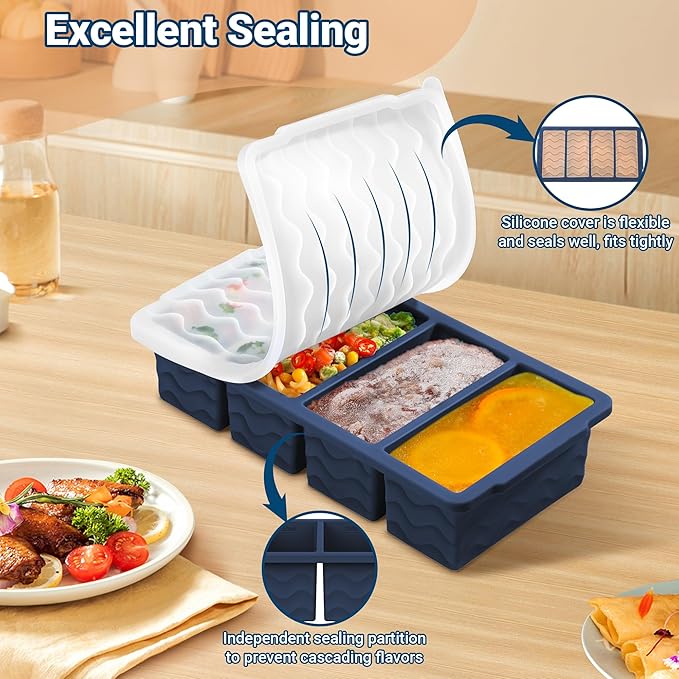 Doasuwish Silicone Freezer Tray for Soup Sauce Cube 2Pcs (Dark Blue)