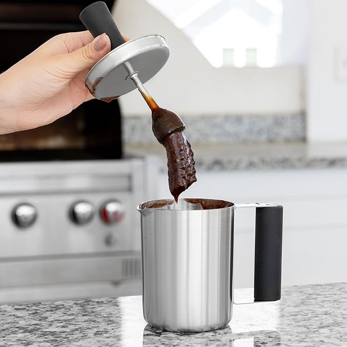 Outset Basting Brush and Pot, Stainless Steel Sauce Brush and Cup For Grill and Kitchen